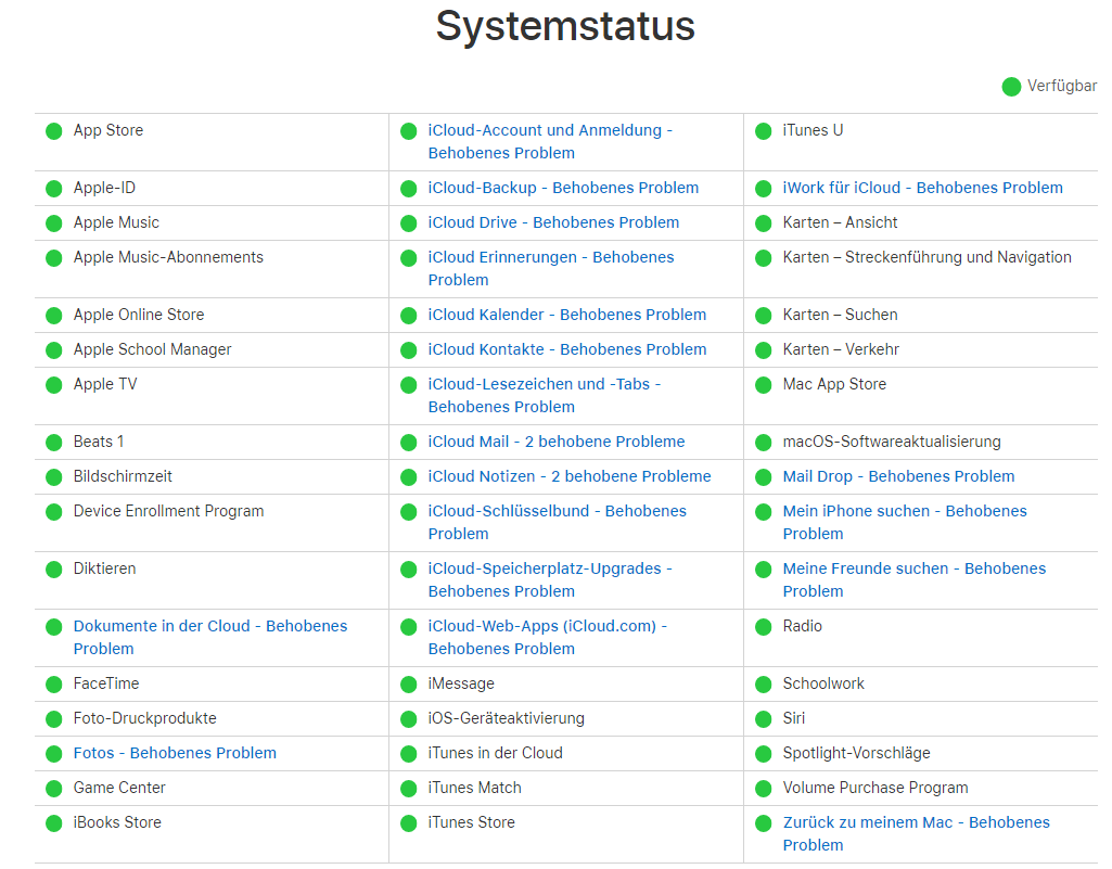 Am heutigen Mittwoch laufen alle Dienste wieder fehlerfrei – iCloud-User sollten keine Probleme mehr haben.