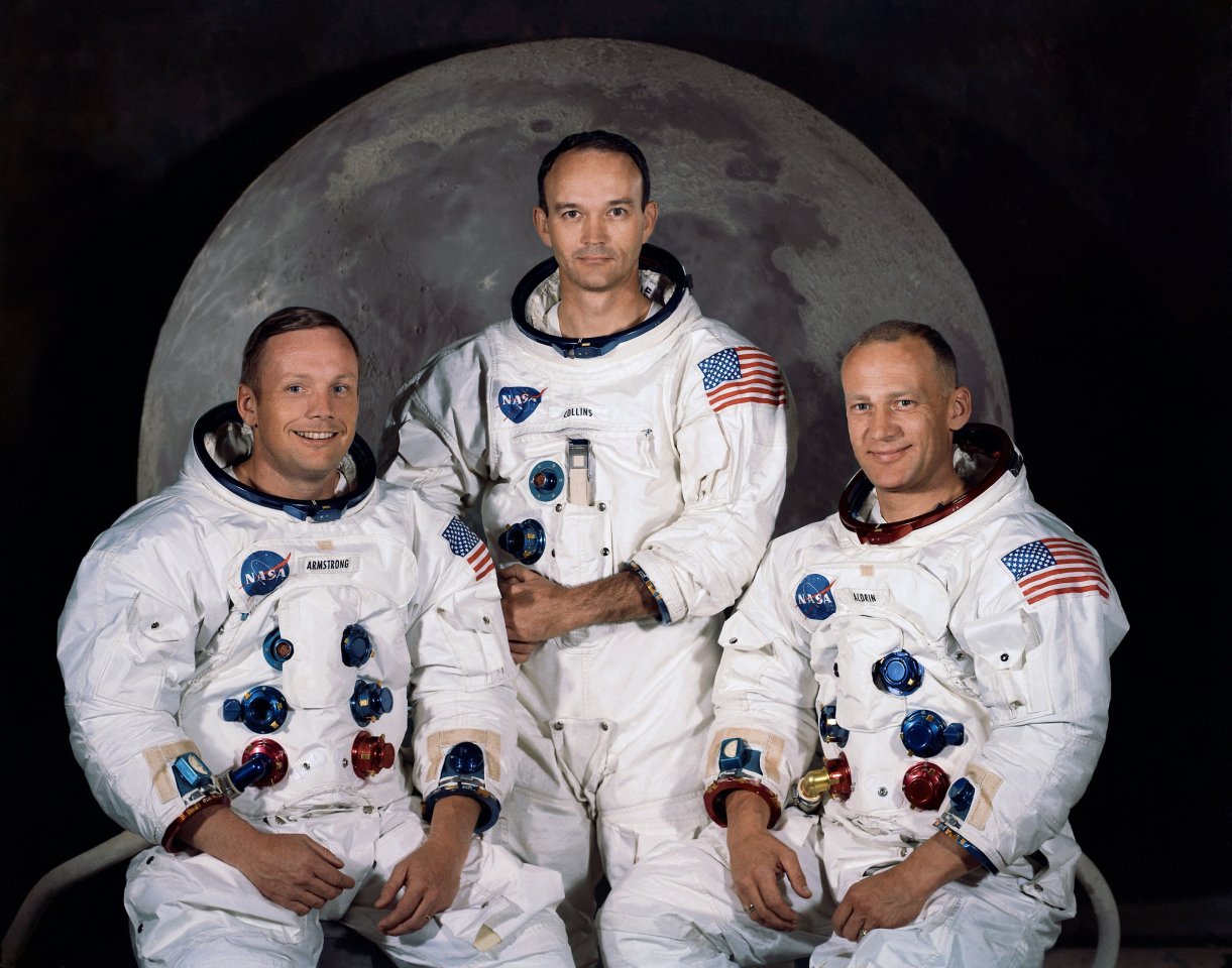 Die Crew der Apollo 11-Mission: Neil Amstrong, Edwin Eugene "Buzz" Aldrin und Michael Collins.