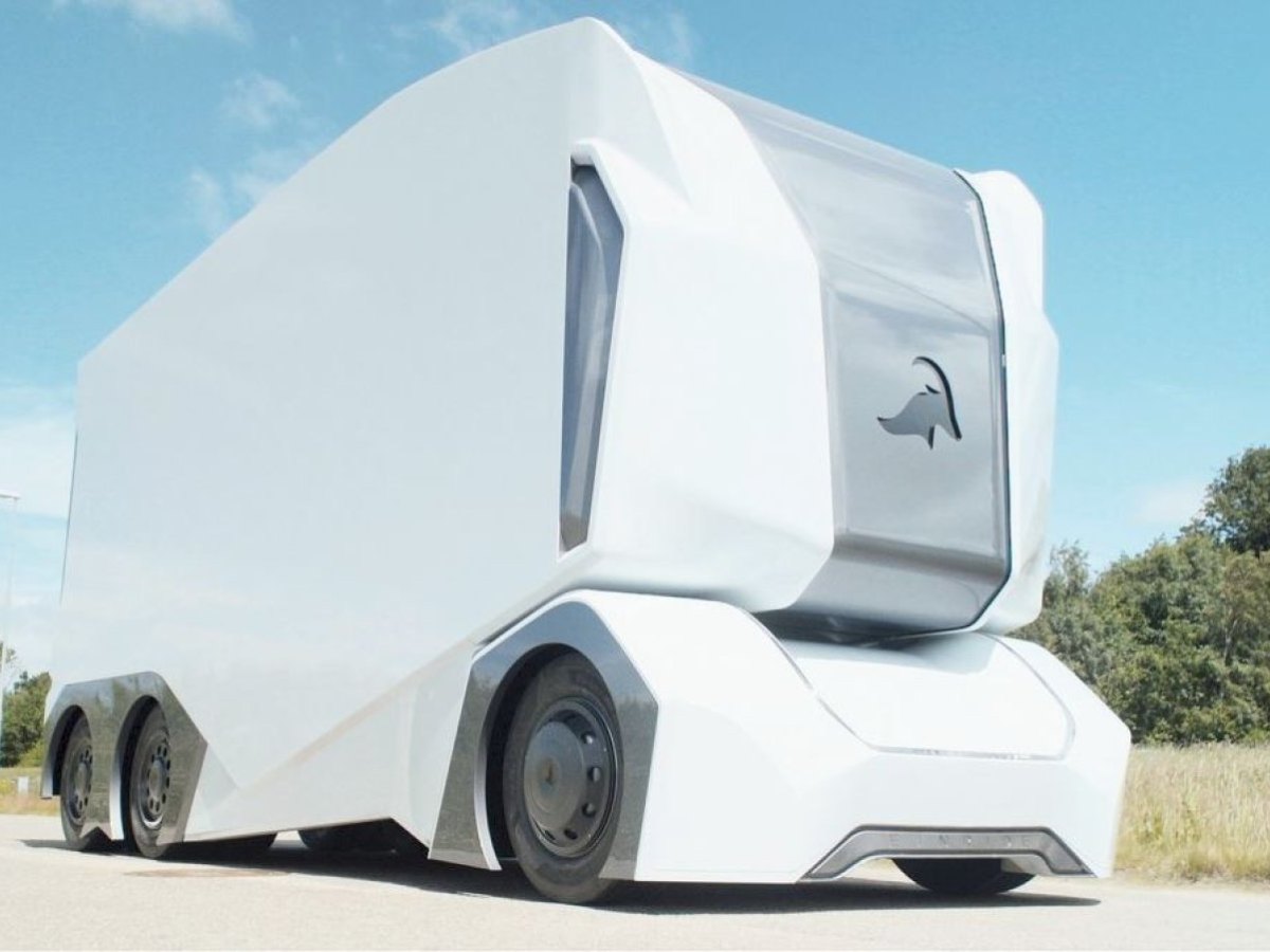 Der selbstfahrende E-LKW T-pod des Start-ups Einride.