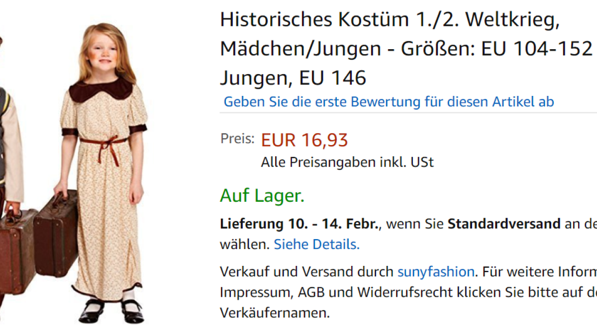 Flüchtlings-Kostüm bei Amazon.