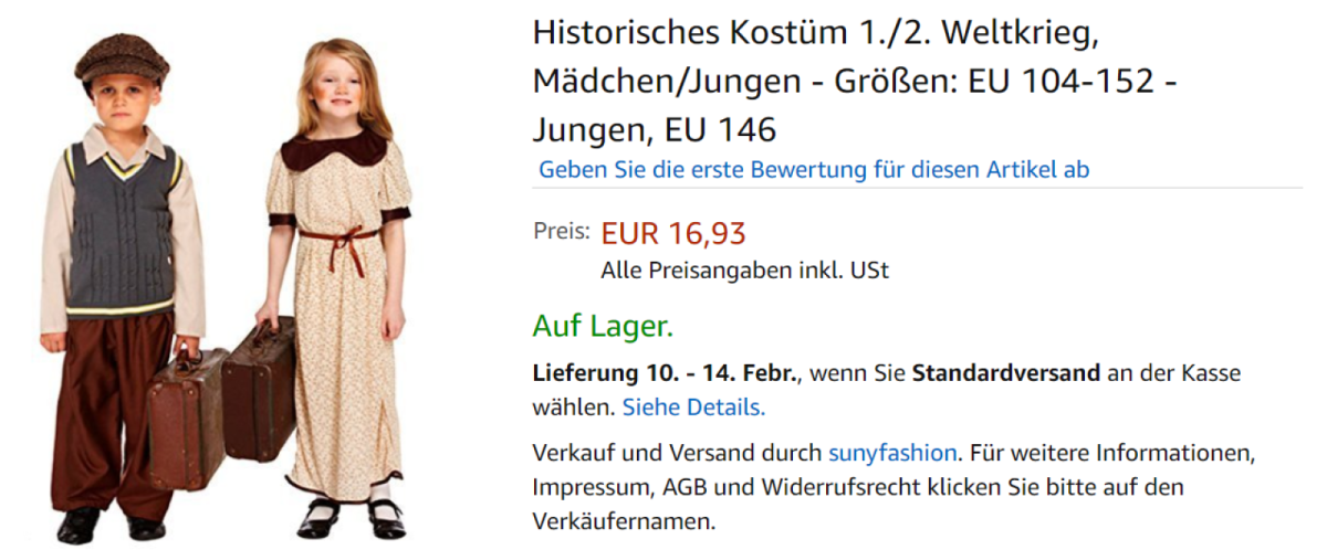 Flüchtlings-Kostüm bei Amazon.