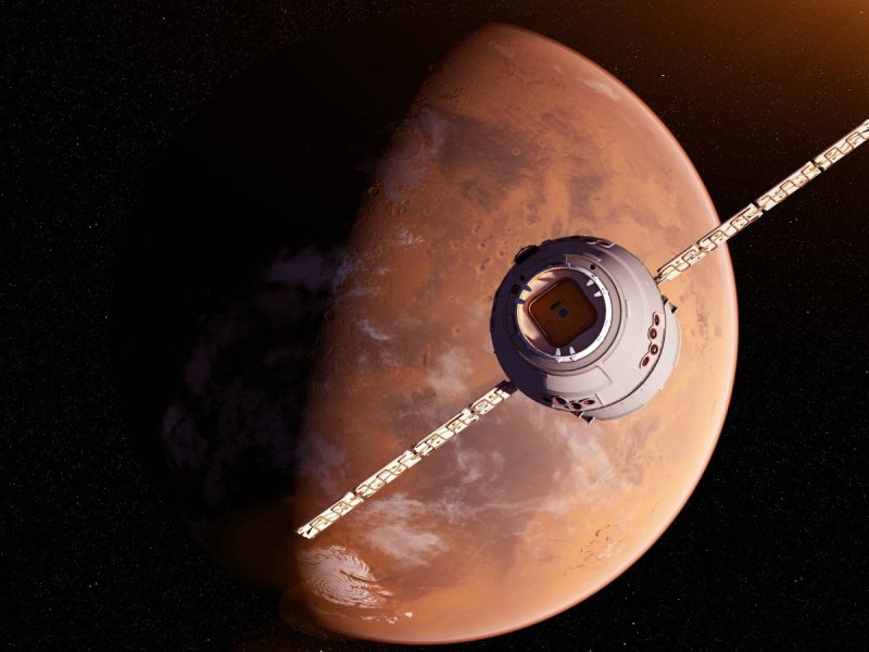 Mars mit Satellit