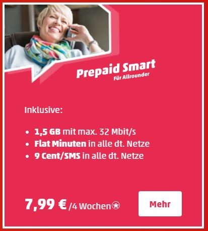 Den Penny Mobil-Tarif Prepaid Smart gibt's für 7,99 Euro im Monat.