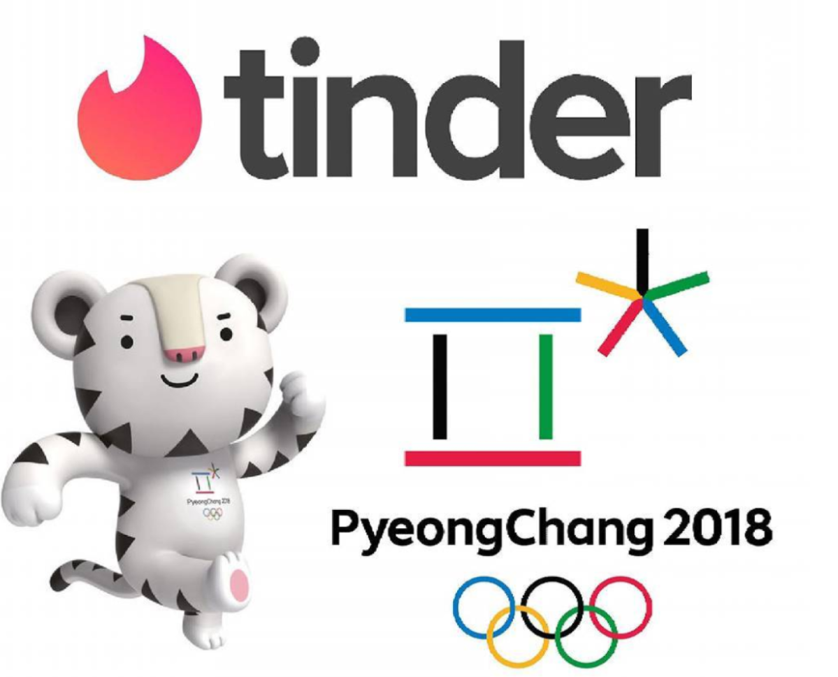 "tinder" über Olympia-Logo