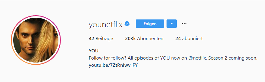Staffel 2 von "You" wird nur noch exklusiv auf Netflix verfügbar sein.