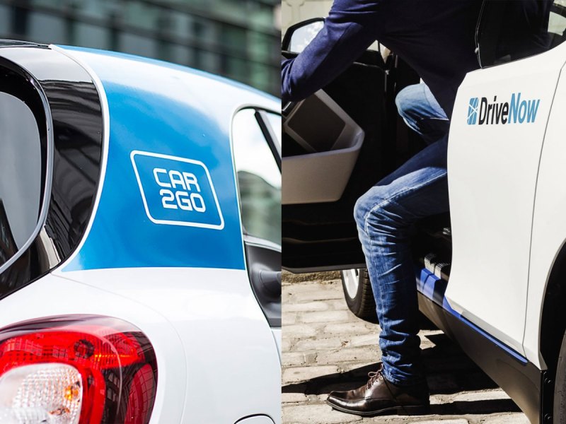 Das Logo von Car2Go und DriveNow.