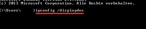 Über die Kommandozeile werden euch die Daten eures DNS-Caches angezeigt.