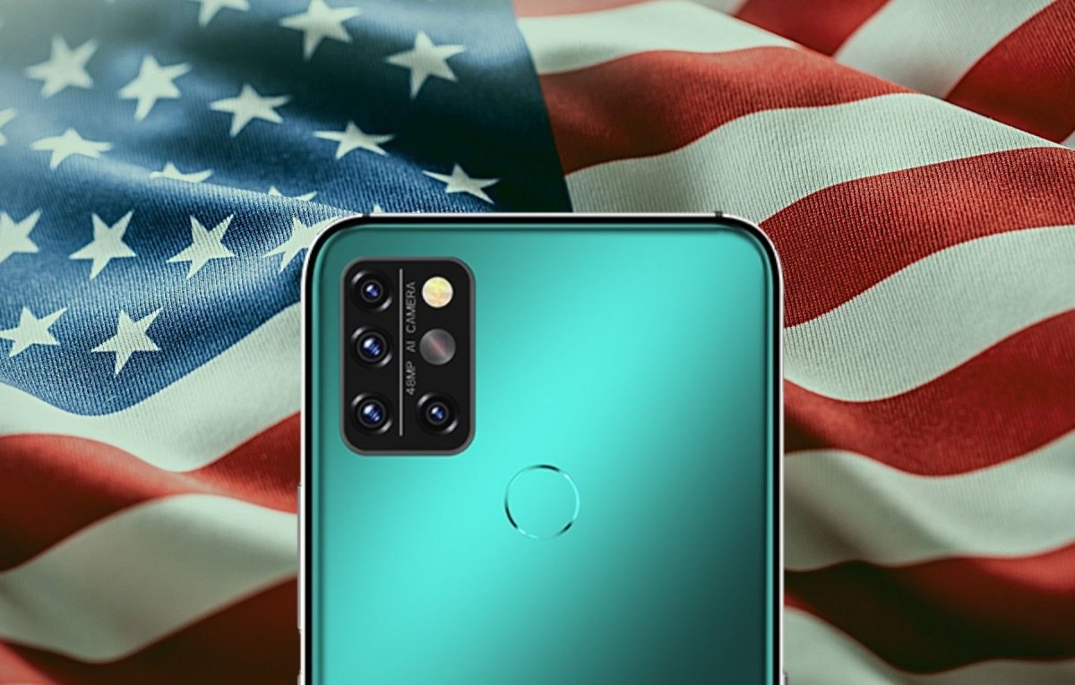 Umidigi A9 Pro vor einer US-Flagge