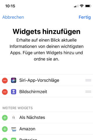 Schaltet Widgets aus, die ihr nicht braucht – auch dadurch wird der iPhone-Akku stark belastet.