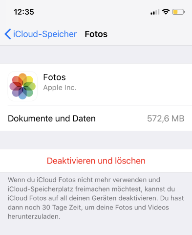 Auf dem iPhone müsst ihr in den Einstellungen unter "iCloud" > „Speicher verwalten“ die Daten einzeln Löschen.‘ title=’Auf dem iPhone müsst ihr in den Einstellungen unter „iCloud“ > „Speicher verwalten“ die Daten einzeln Löschen.’><figcaption><div class="inline-media__text">Auf dem iPhone müsst ihr in den Einstellungen unter „iCloud“ > „Speicher verwalten“ die Daten einzeln Löschen.</div>
	<div class="inline-media__credits">Foto: futurezone/Screenshot</div>
	</figcaption></figure></aside><p class="p_9">Zudem könnt ihr für einzelne Dienste und Apps die iCloud deaktivieren, sodass gar nicht erst Daten darin gespeichert werden.</p><h3 class="wp-block-heading">iCloud-Account endgültig löschen – geht das?</h3><p class="p_10">Wenn ihr euren iCloud-Account vollständig löschen möchtet, müsst ihr zwangsläufig die Apple-ID damit löschen. Dank der neuen Datenschutzgrundverordnung 2018 könnt ihr diesen Vorgang auf der <a href="https://privacy.apple.com/" target="_blank" rel="noopener">Apple-Website</a> einfach beantragen.</p><div class="p_11"><ol><li>Meldet euch mit euren Zugangsdaten an.</li><li>Wählt unter dem Punkt „Deine Daten verwalten“ die Option „Deinen Account löschen“ aus.</li><li>Bestätigt mit „Beginnen“.</li><li>Danach müsst ihr noch den Grund zur Löschung eurer Apple-ID angeben.</li><li>Bestätigt die Einverständniserklärung und klickt auf „Weiter“.</li><li>Sucht euch daraufhin aus, in welcher Form ihr Neuigkeiten zum Status der Apple-ID erhalten möchtet.</li><li>Im nächsten Schritt bekommt ihr einen Zugangscode, mit dem ihr das Löschen eurer Apple-ID und damit des iCloud-Accounts bestätigt.</li><li>Abschließend klickt ihr ein letztes Mal auf „Account löschen“.</li><li>Bis zu sieben Werktage kann das Löschen eurer Apple-ID dauern.</li></ol></div><aside class="inline-block inline-block--wide"><figure class="wp-block-image media image"><img src="https://dev2.futurezone.de/wp-content/uploads/sites/11/2021/09/apple-id-loeschen.png" alt="Nur durch das Löschen der Apple-ID könnt ihr auch den iCloud-Account komplett löschen." title="Nur durch das Löschen der Apple-ID könnt ihr auch den iCloud-Account komplett löschen."><figcaption><div class="inline-media__text">Nur durch das Löschen der Apple-ID könnt ihr auch den iCloud-Account komplett löschen.</div>
	<div class="inline-media__credits">Foto: futurezone/Screenshot</div>
	</figcaption></figure></aside><p class="p_13">Mit diesem Prozess löscht ihr sämtliche Daten der Apple-ID, damit auch die der iCloud, endgültig und unwiderruflich. Zudem verliert ihr dadurch den Zugang zu allen Apple-Diensten, wie „iPhone finden“ und dem App Store. Überlegt es euch also gut, ob ihr diesen Schritt wirklich wagen möchtet.</p><h3 class="wp-block-heading">Fazit: Daten ausmisten, statt iCloud-Account löschen</h3><p class="p_14">Auch wenn ihr mit Apples iCloud dem Unternehmen eure Daten preisgebt, ist das Löschen des iCloud-Accounts nicht die ideale Lösung. Es ist ratsamer, über die iCloud-Website bestimmte Fotos und Dateien auszumisten, die man nicht mehr braucht. Oder ihr deaktiviert bestimmte iCloud-Dienste, sodass diverse Daten gar nicht erst in die Cloud gespeichert werden.</p>