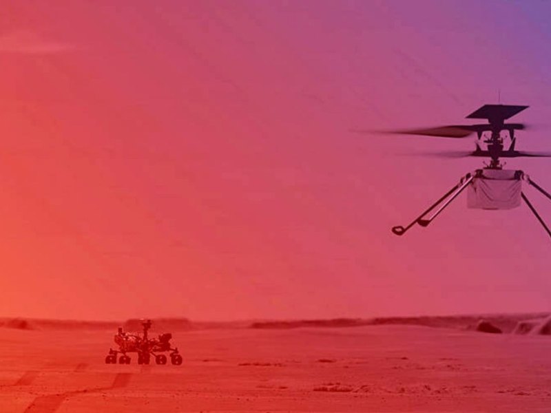 Eine Illustration des Ingenuity Helicopters der NASA