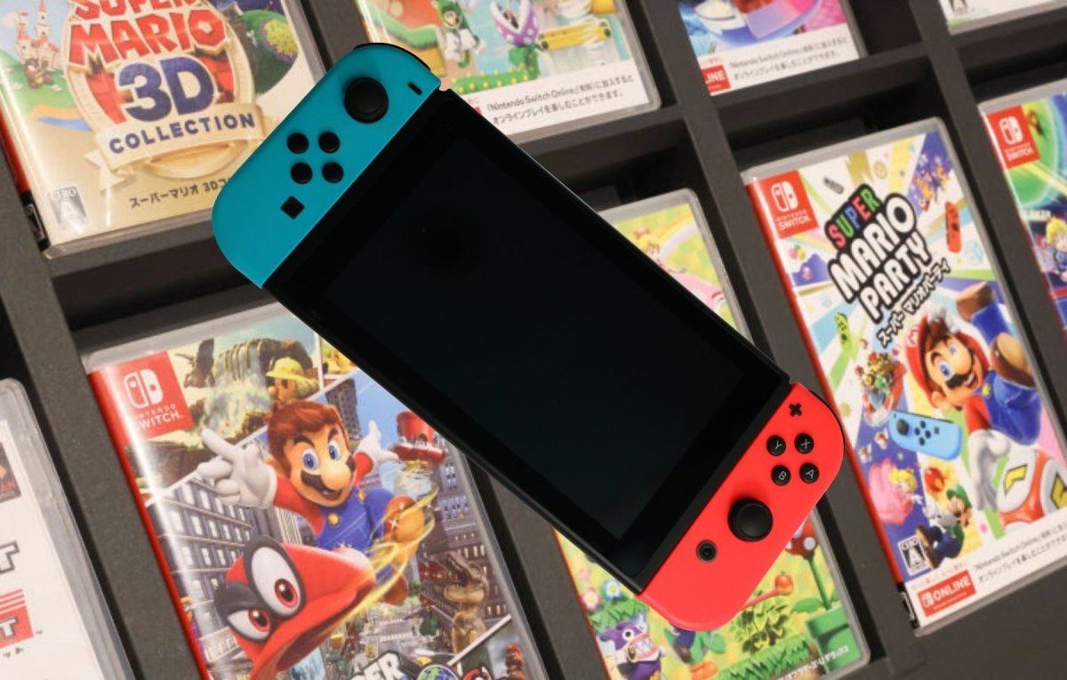 Nintendo Switch im Laden mit Spielen