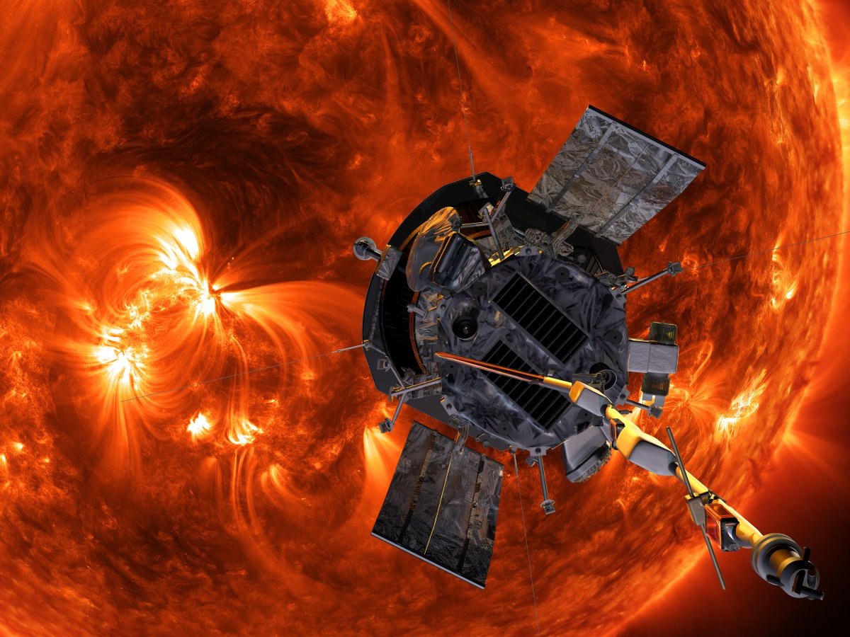 NASAs Parker Solar Probe-Raumschiff vor der Sonne (Simulation)