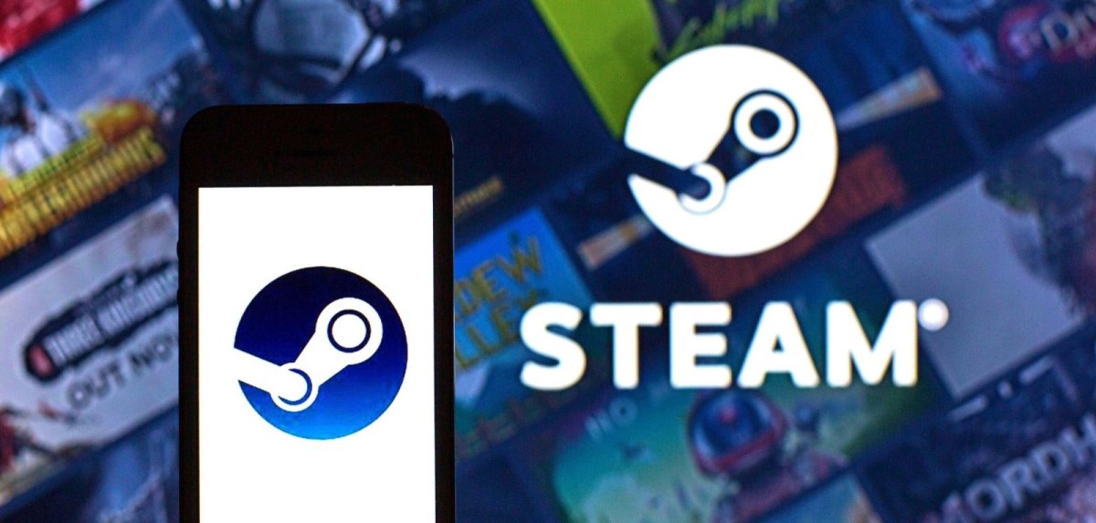 Steam-Logo auf einem Smartphone