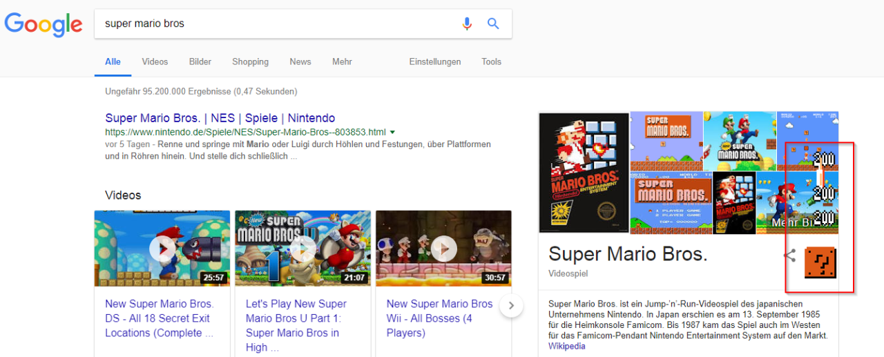 Selbst Nintendos Klempner wurde von Google nicht verschont und halten als Easter Egg her.