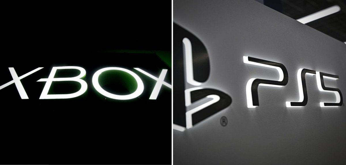 Logo der Xbox und der PS5.