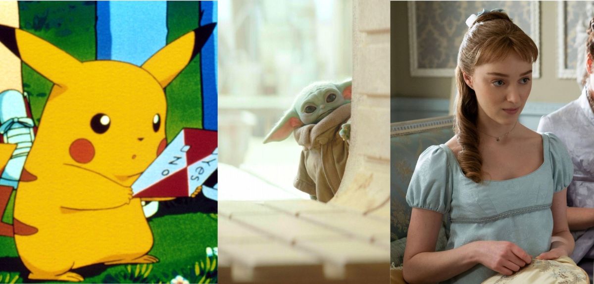 Symbolbild beliebteste Gifs 2021 (Pikachu, Daphne von Bridgerton und Baby Yoda)
