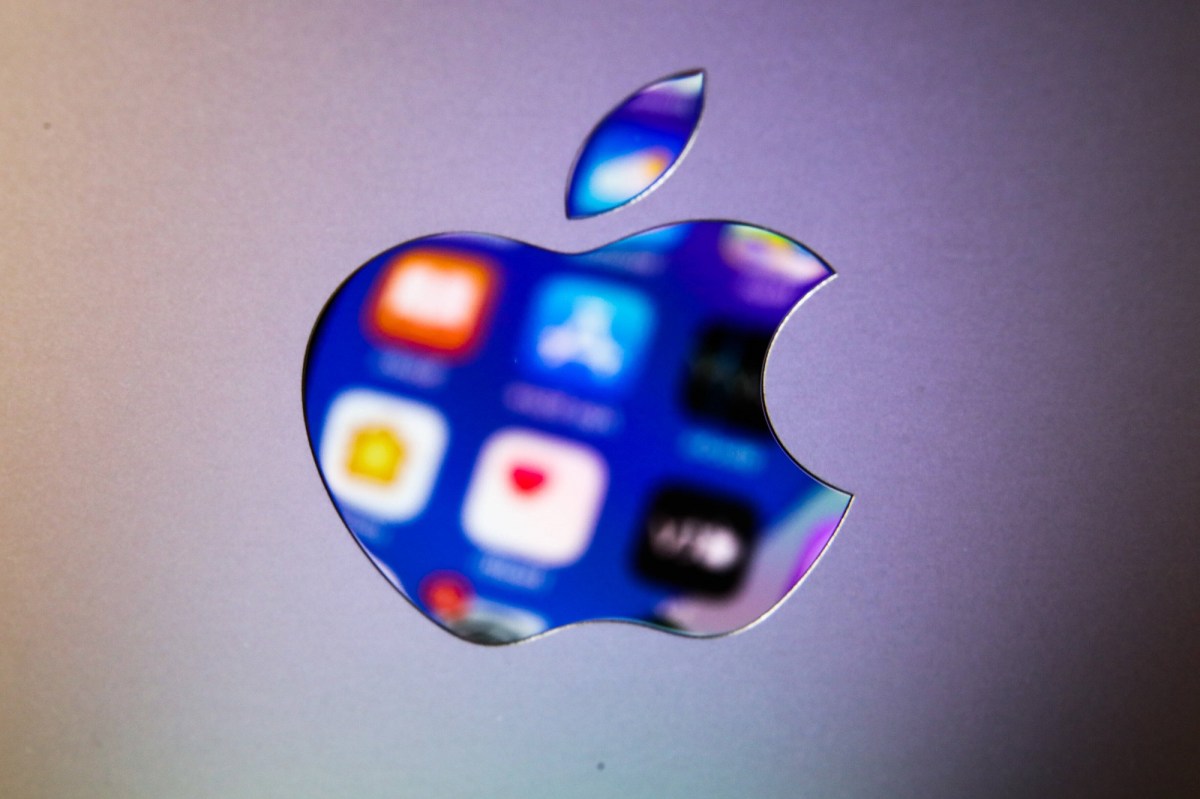 Apple Logo mit Apps dahinter