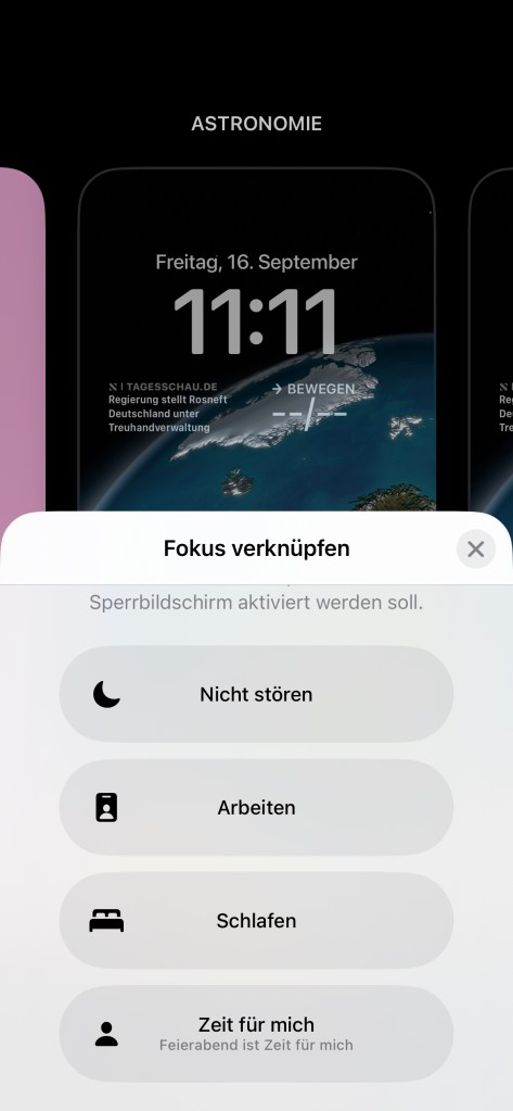 Fokus mit Sperrbildschirm verknüpfen