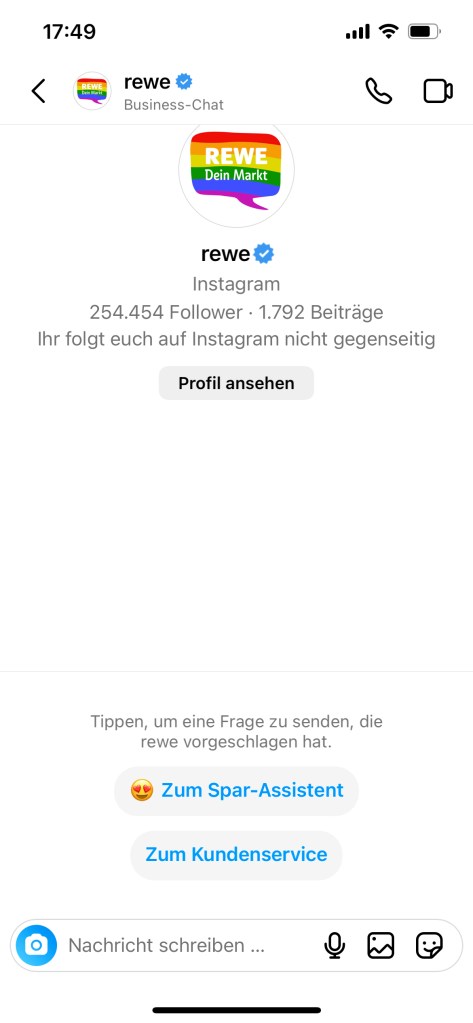 Screenshot Instagram Rewe DMs