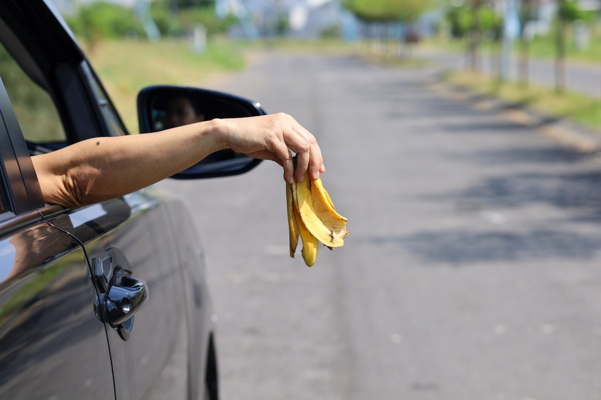 Müll wird aus dem Auto geworfen