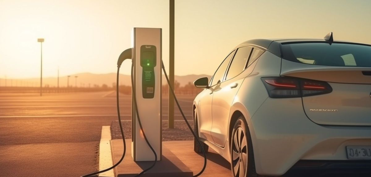 Ein Elektroauto wird an einer Ladesäule aufgeladen.
