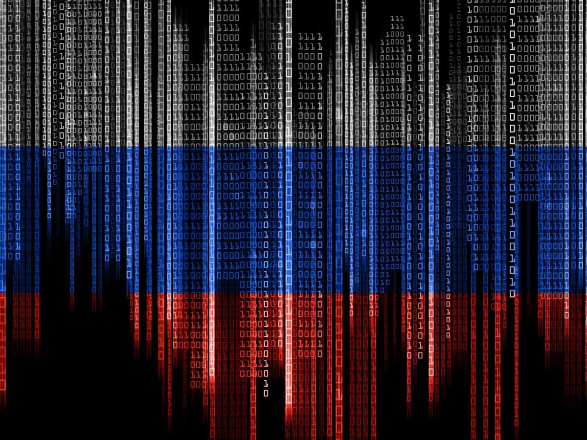 Code-Strings in den Farben der russischen Flagge
