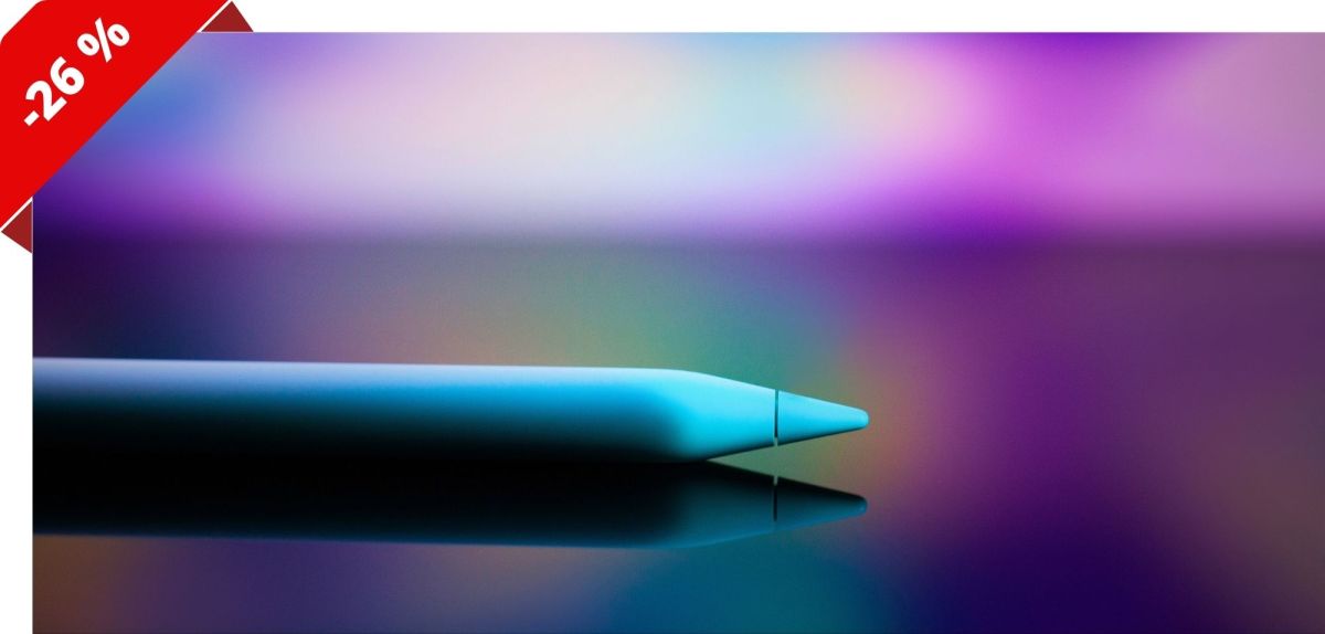 Apple Pencil vor buntem Hintergrund