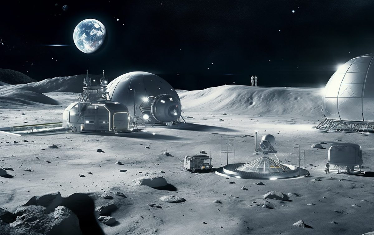 Illustration einer möglichen permanenten Station auf dem Mond.