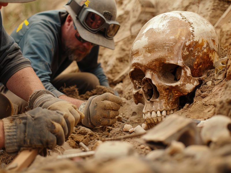 Forscher arbeiten an einem archäologischen Fund.