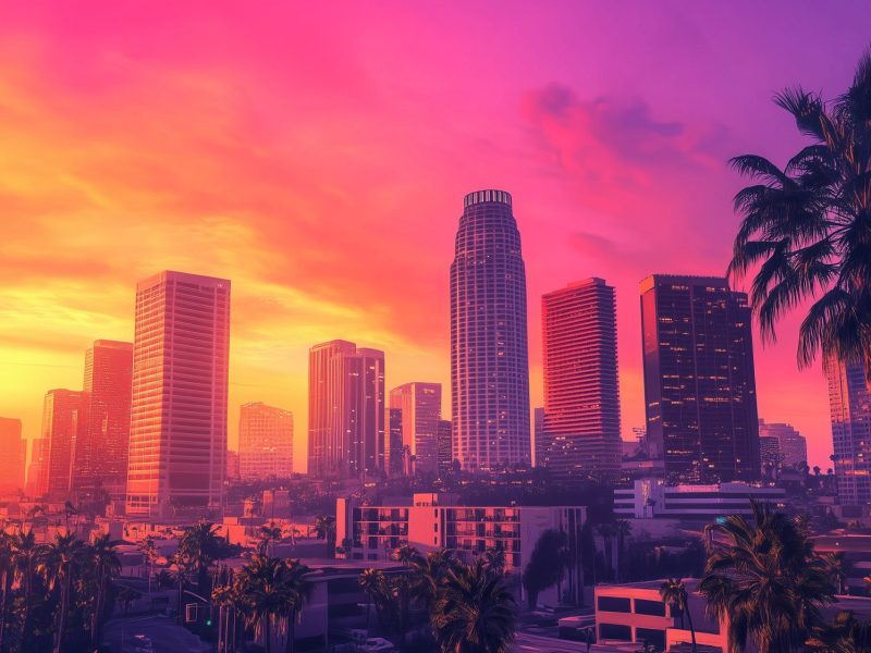 Eine Illustration der fiktiven Stadt Vice City aus dem Spiel "GTA 6".