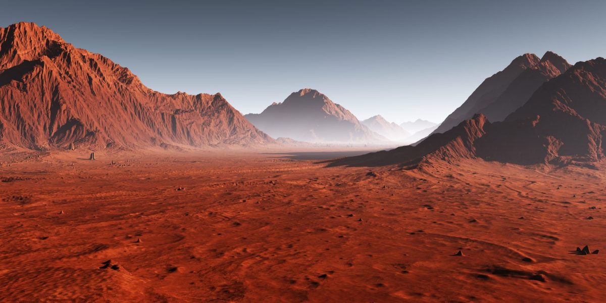 Ansicht einer Landschaft auf dem Mars.