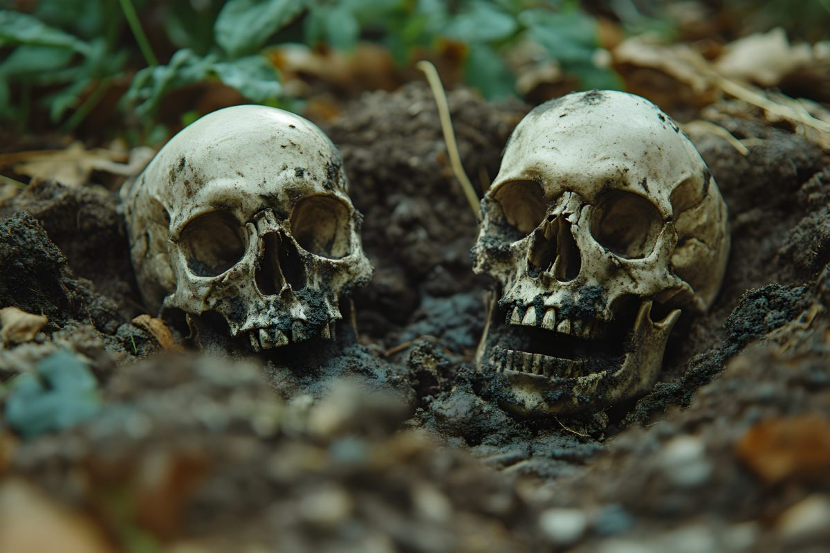 Archäologischer Fund im Wald.