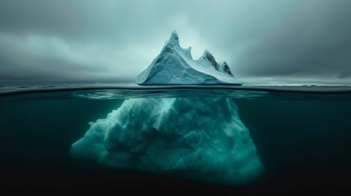 KI-generiertes Bild eines Eisbergs im Wasser