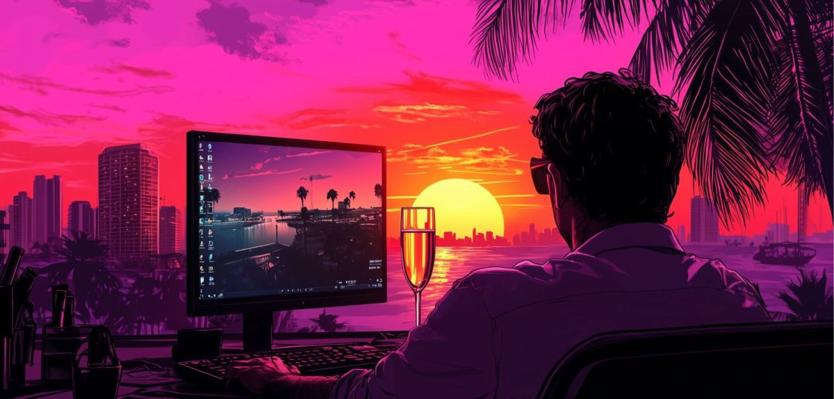 Ein Mann sitzt vor seinem Computer