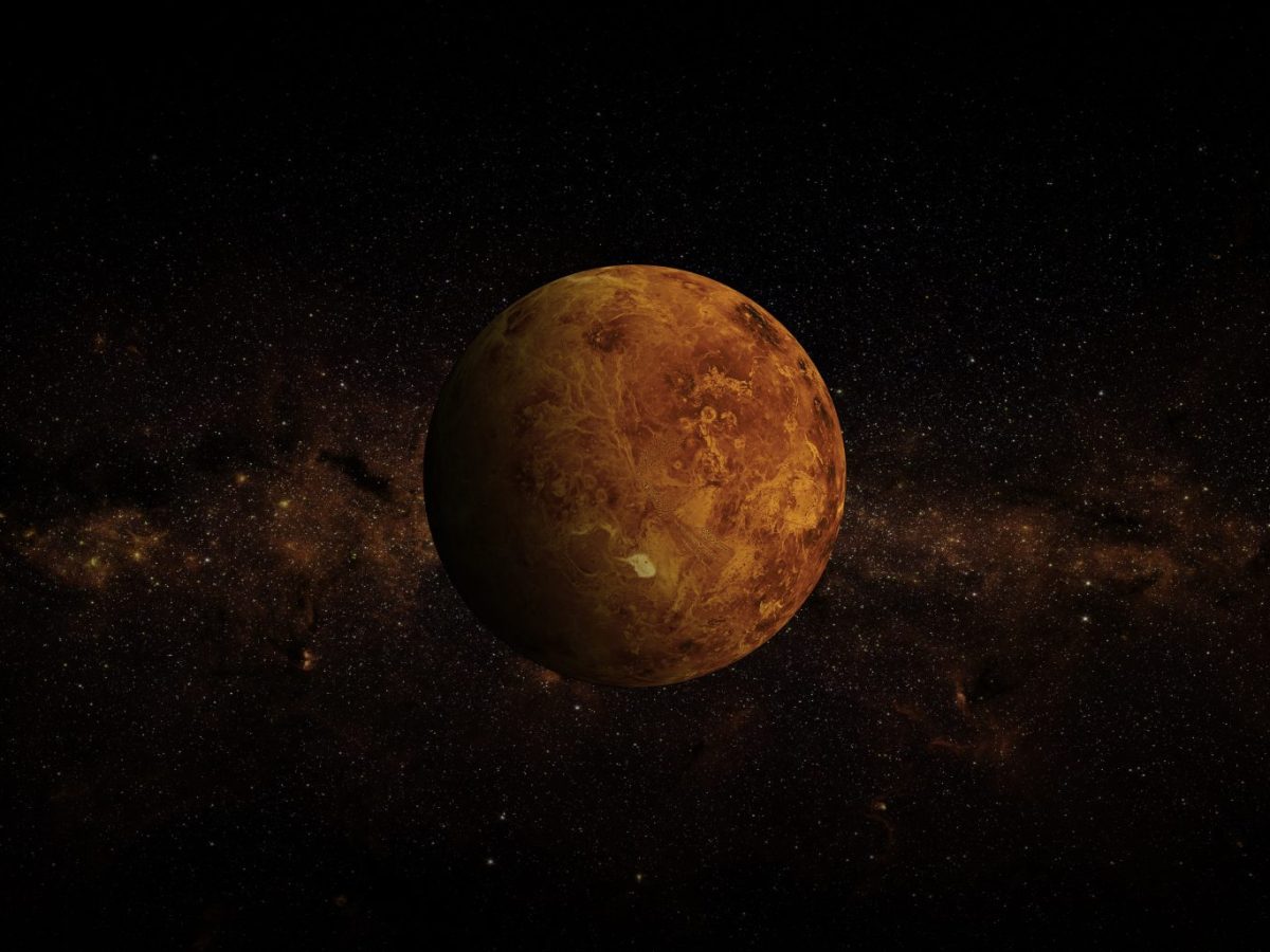 Computergestützte Aufnahme der Venus im Weltall.