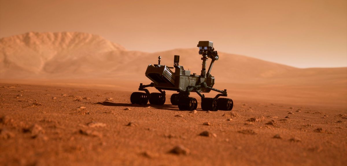 Rover untersucht den Mars.