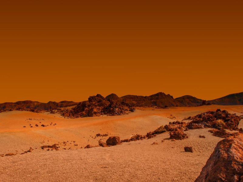 Die rote Oberfläche vom Mars.