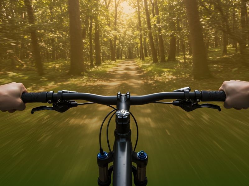 POV auf einem Mountainbike.